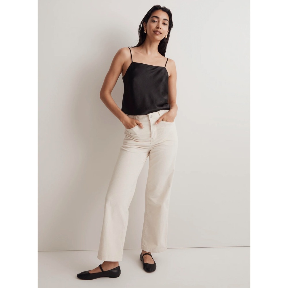 Madewell Emmett Wide-Leg Pants 2.0 Corduroy Cream Off-White Boho Preppy Size 27